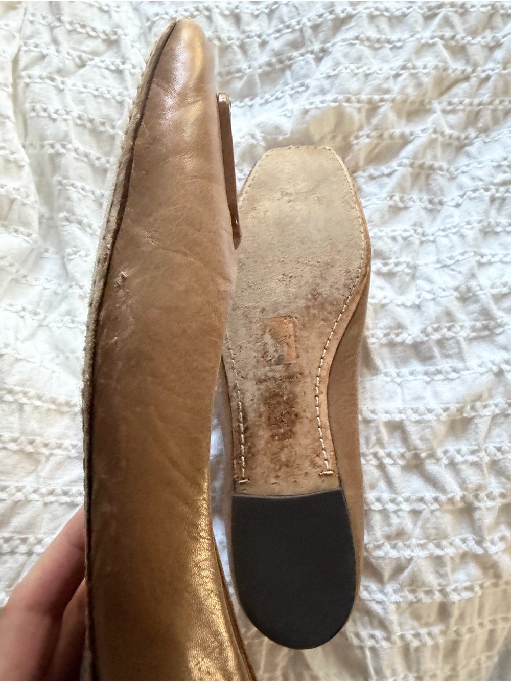Tory Burch Camel Leather Logo-Embellished Ballet Flats - Picture 3 of 8